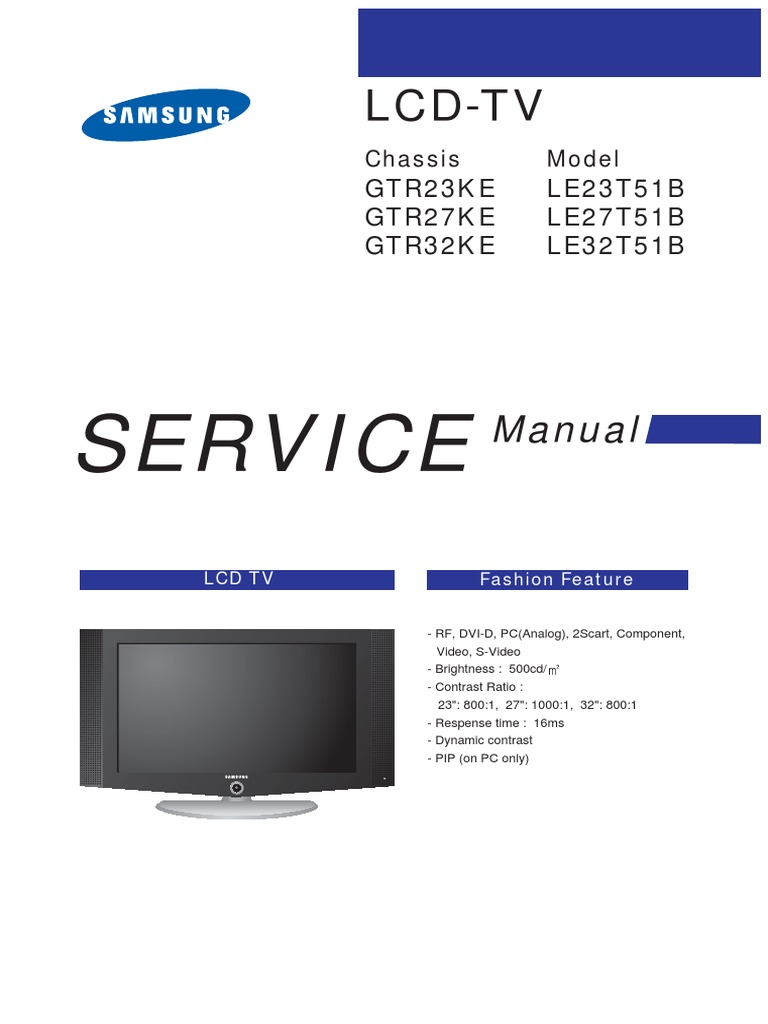 Samsung LCT-TV chassis GTR23KE GTR27KE GTR32KE model LE23T551B LE27T551B  LE32T51B sm.pdf