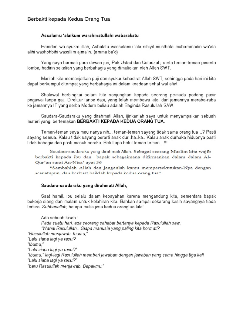 Berbakti Kepada Kedua Orang Tua