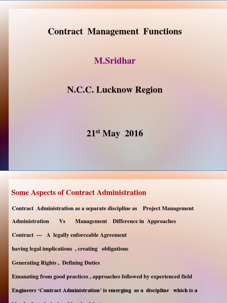 Contract Management Functions Explained | PDF | Contractual Term ...