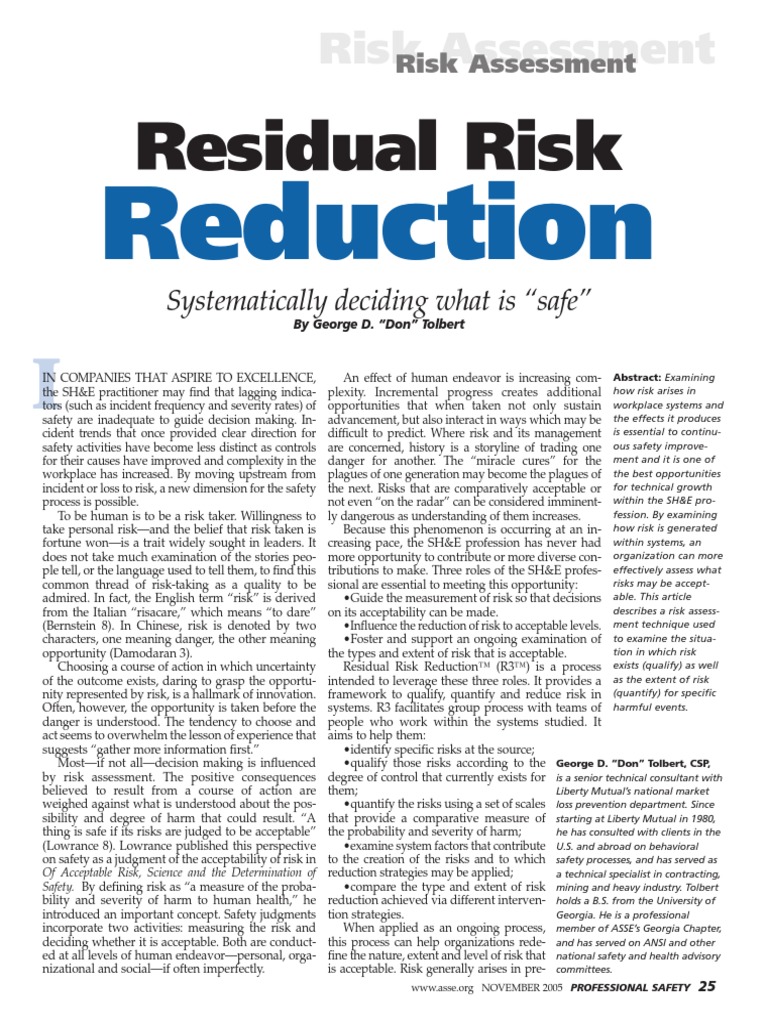 Residual Risk Reduction PDF | PDF | Risk | Risk Management