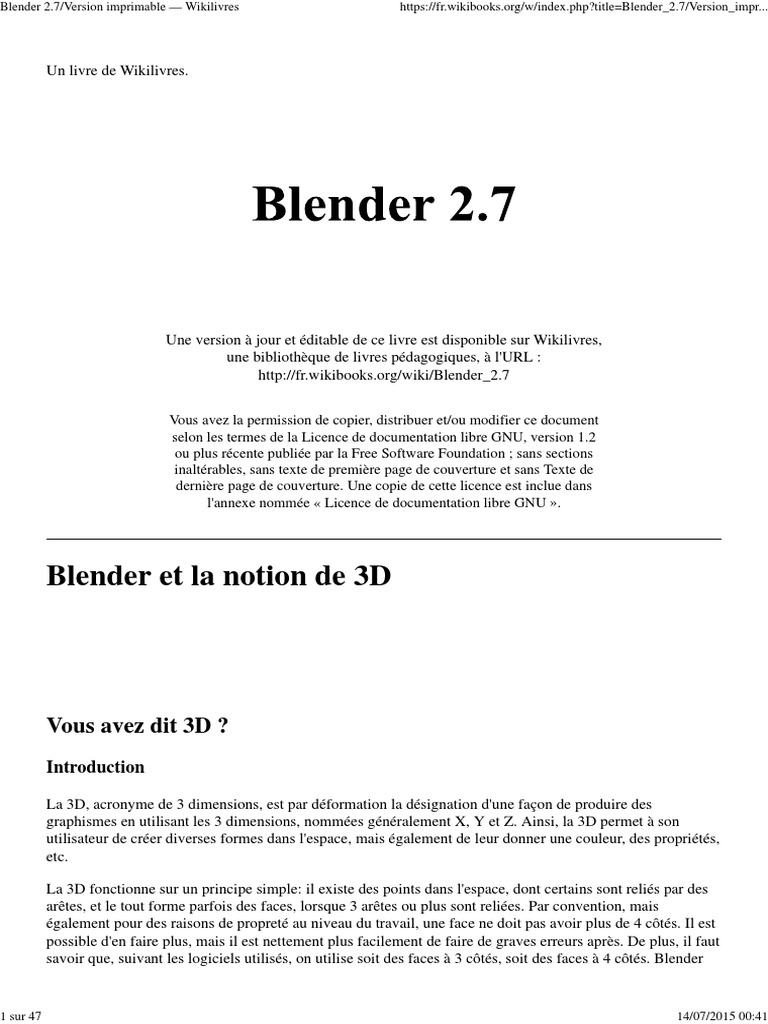 Introduction à Blender 2.7 et la 3D | PDF | Distribution Linux | Blender