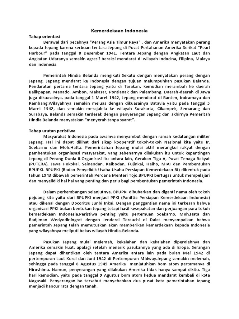 Teks Cerita Sejarah Kemerdekaan Indonesia