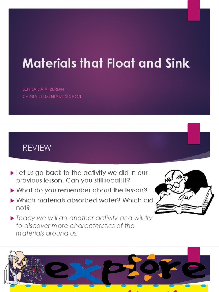 Lesson 2 Materials That Float and Sink PDF Buoyancy Nature
