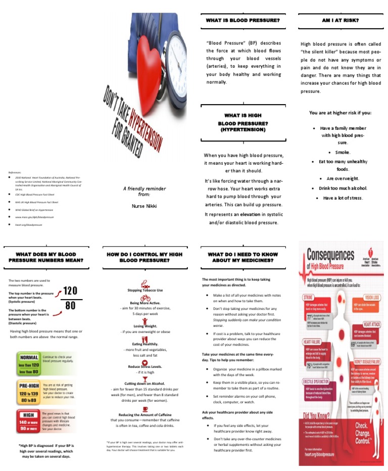 Hypertension Pamphlet PDF Blood Pressure Hypertension