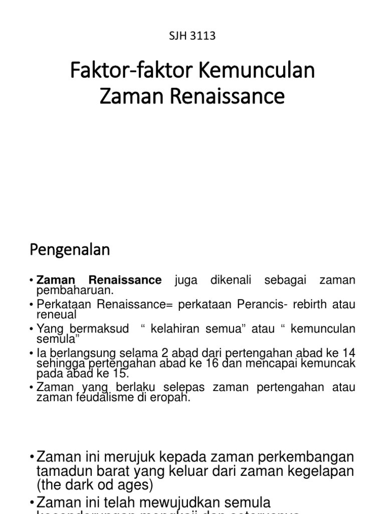 Faktor Faktor Kemunculan Zaman Renaissance Pdf