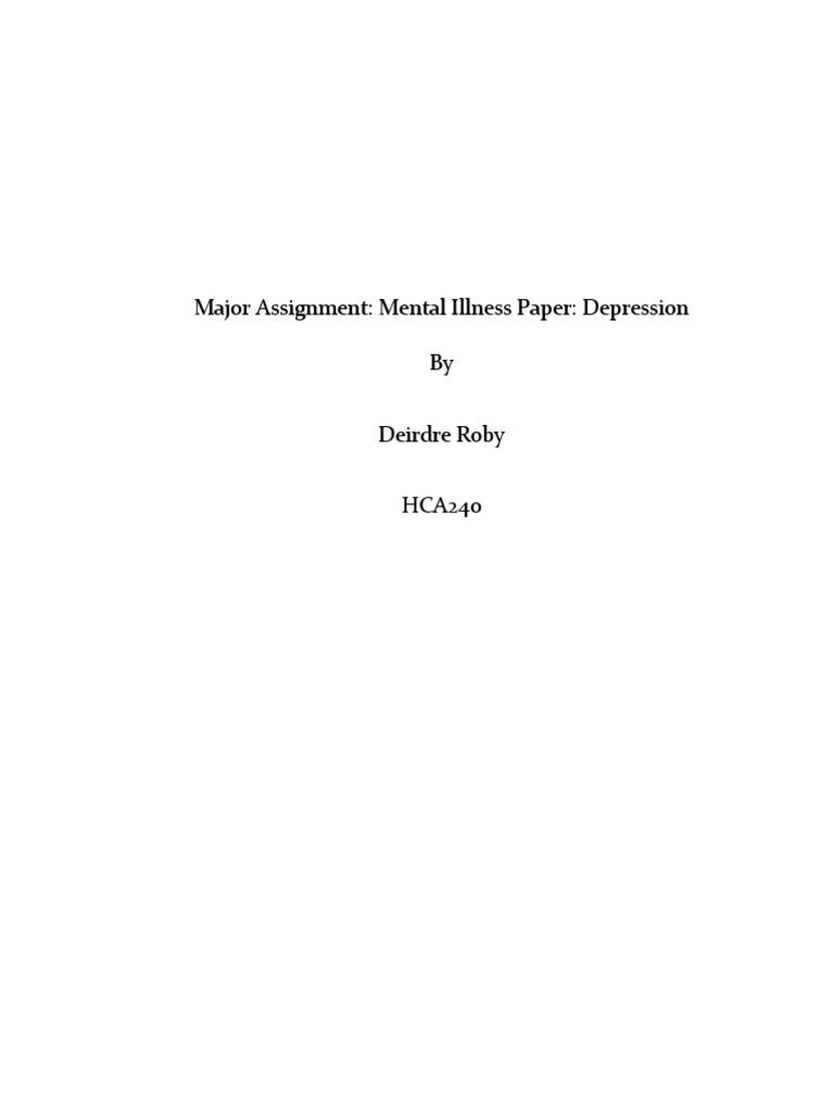 Major Assignment Depression | PDF | Major Depressive Disorder | Mental ...