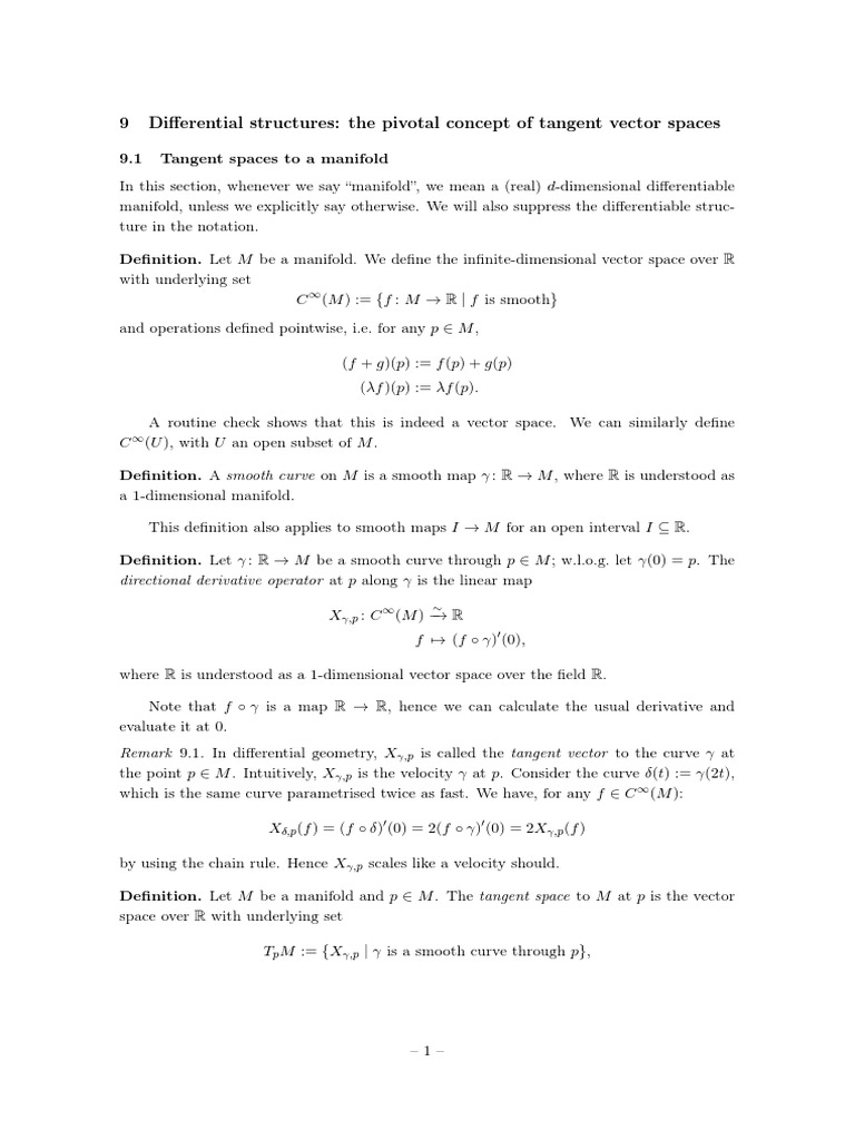 Lecture 09 Differential structures the pivotal concept of tangent