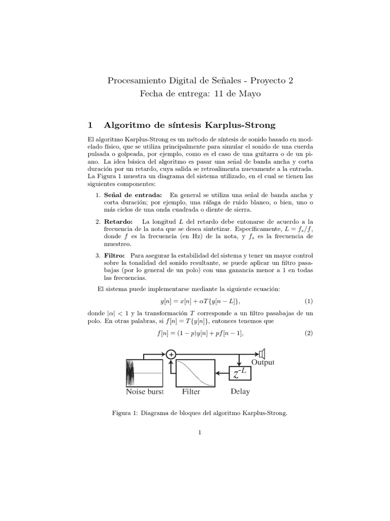 Algoritmo Karplus-Strong en C/C++ | PDF | Muestreo (procesamiento de ...