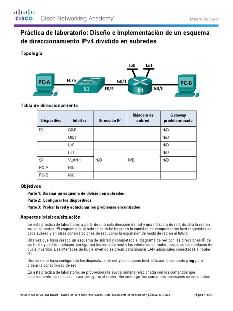 8.1.4.8 Lab - Designing and Implementing A Subnetted IPv4 Addressing ...