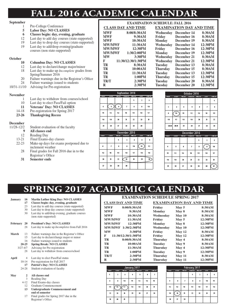 Fall 2016 Academic Calendar | PDF | Academic Term | Change