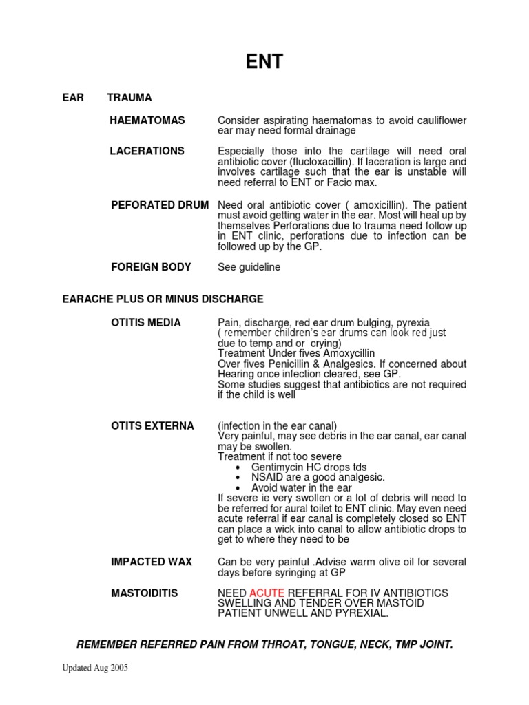 ENT Guidelines (Further Information) Download Free PDF Medical
