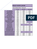 Kingsley Sports Centre Fees and Charges 2017