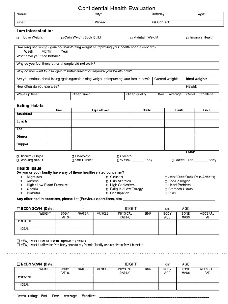 Health Evaluation With Body Scan (Eng Only) (2017) | PDF | Weight Loss ...