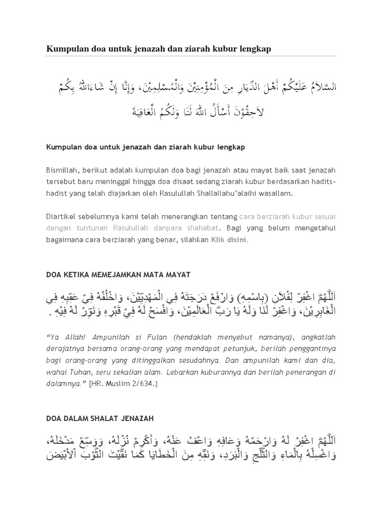 Doa Ziarah Kubur Sesuai Sunnah Rasul