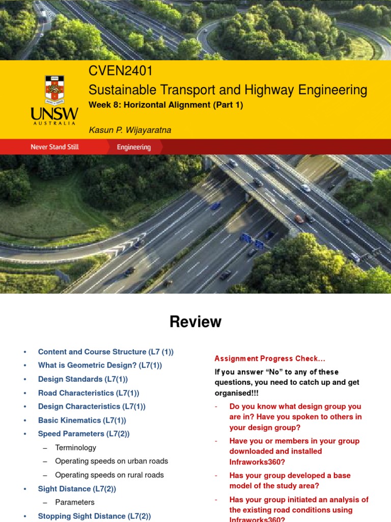 CVEN2401 - Week8 (1) - Horizontal Alignment - Updated PDF | PDF ...