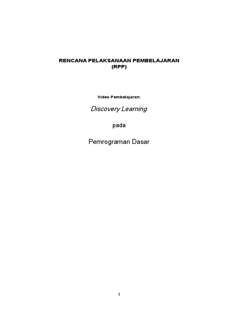 RPP Discovery Learning Pemrograman Dasar RPP Discovery Learning Pemrograman Dasar