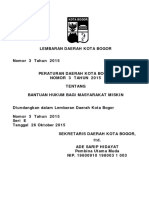 PERDA NO 3 TAHUN 2015 TTG Bantuan Hukum Bagi Masyarakat Miskin