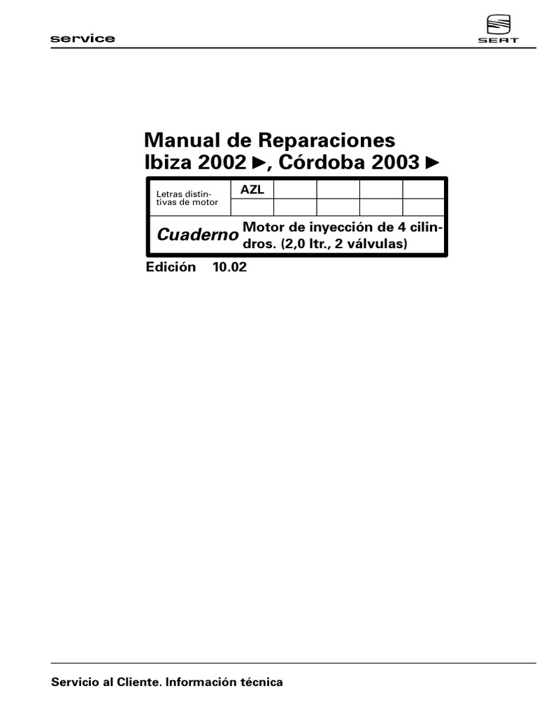 Manual de Reparaciones de Seat Ibiza 2002 , Cordoba 2003
