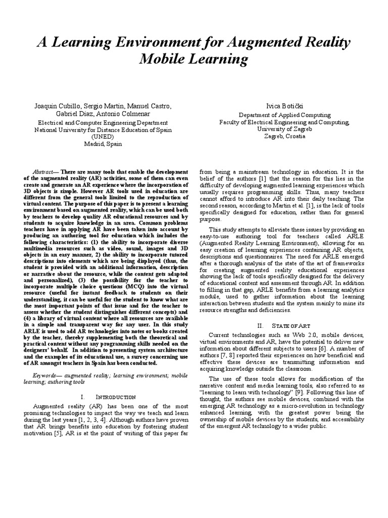 Augmented Reality PDF Augmented Reality Virtual Reality