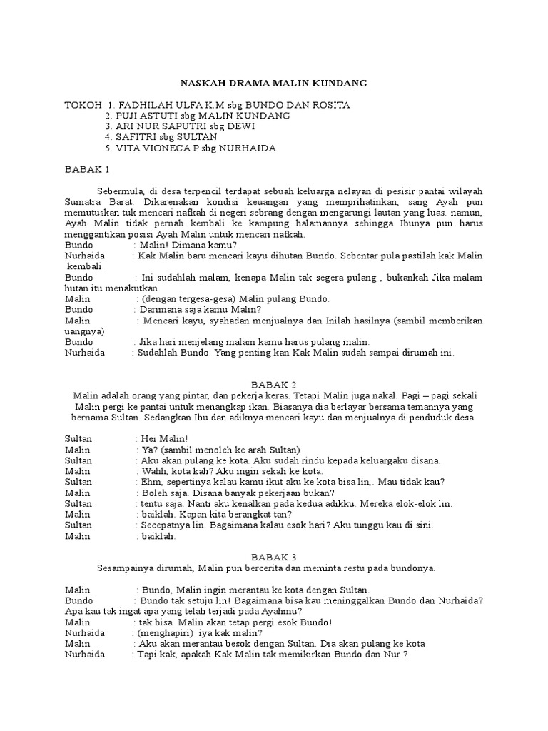 Naskah Drama Malin Kundang