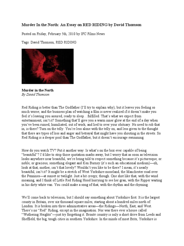 Analyzing David Thomson's Red Riding | PDF | Yorkshire
