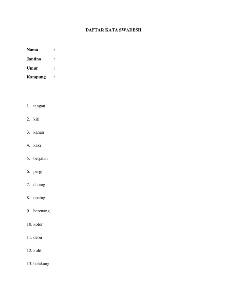 Daftar Kata Swadesh PDF
