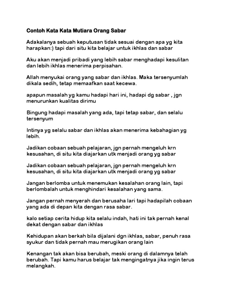 Kata Mutiara Sabar