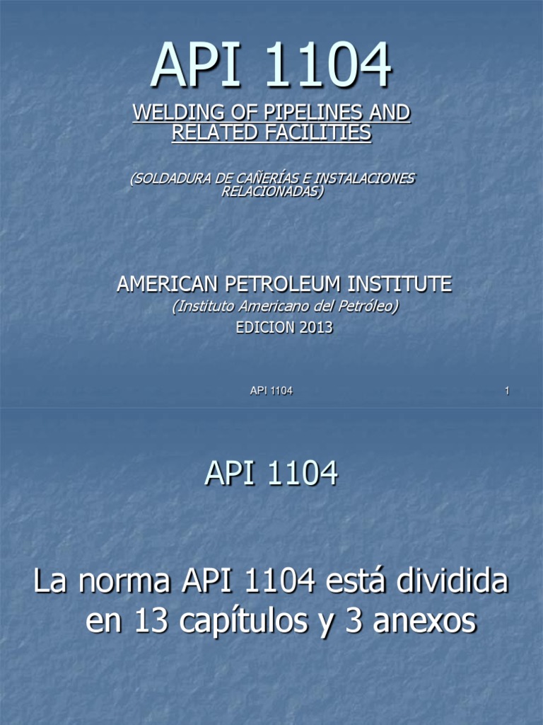 API 1104 Con Edición 2013 | PDF | Soldadura | Construcción