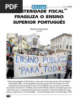 "Austeridade fiscal" fragiliza o ensino superior português