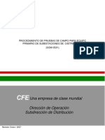 Procedimiento de pruebas de campo para equipo primario de subestaciones de distribución (SOM-3531