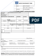 References, Document Numbers, Location and Any Remarks: Inspection Request Form