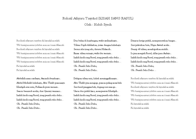 Lirik Kisah Sang Rosul Cari Pembahasannya