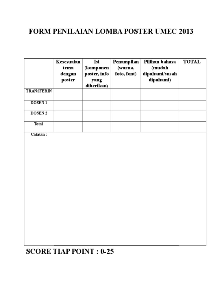 Form Penilaian Poster