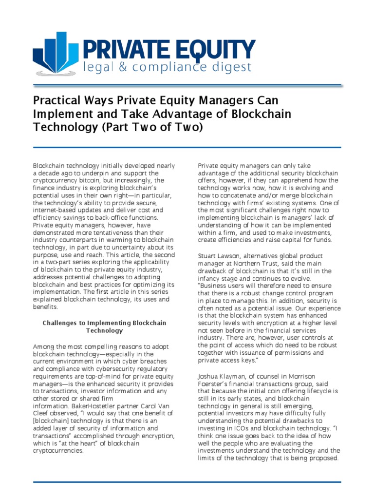 Private Equity Blockchain Part 2 | PDF | Private Equity | Securities ...