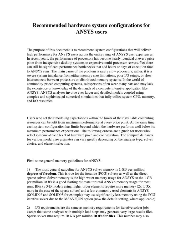 ANSYS 11.0 Recommended Configurations Guidelines PDF | PDF | 64 Bit ...