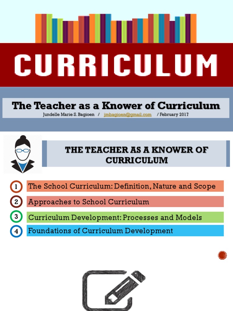 1 the Teacher as a Knower of the Curriculum Curriculum Educational