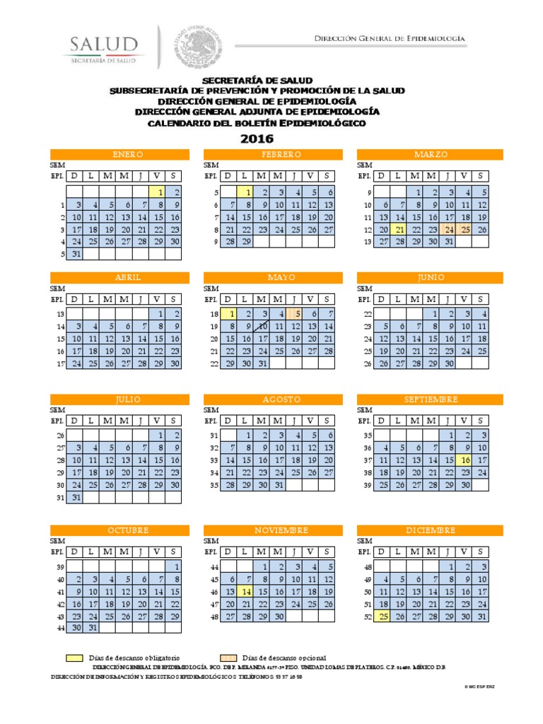 Calendario epidemiol gico 2016 pdf