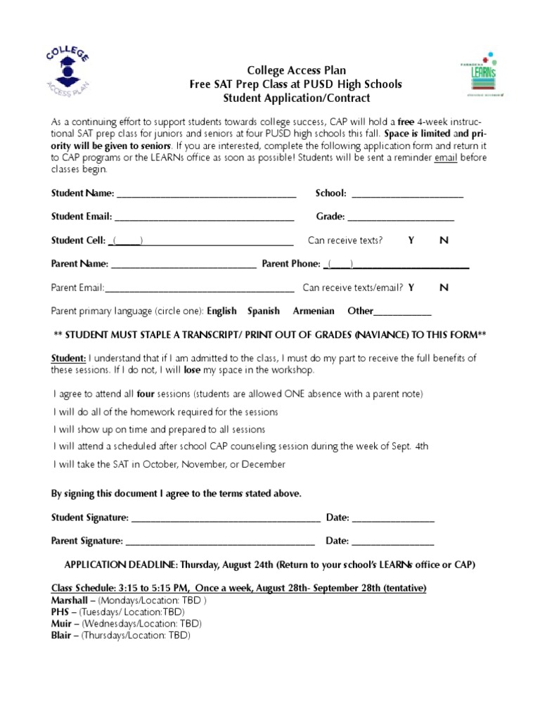 Sat Application Fall 2017 PDF Sat Learning