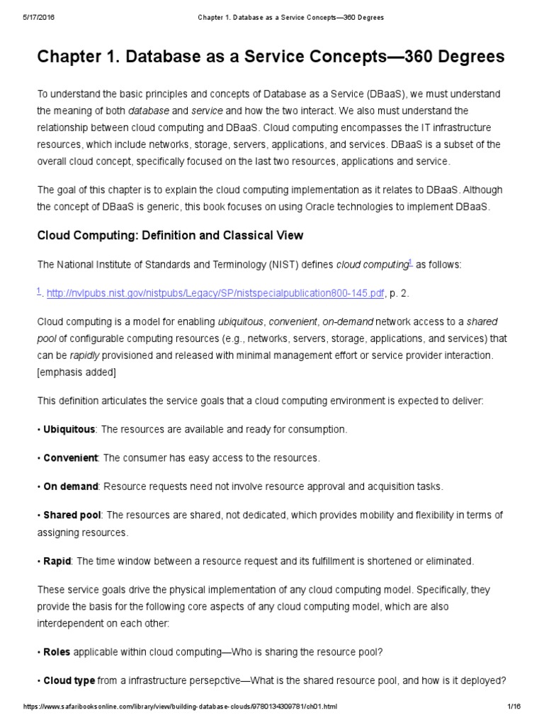 Chapter 1. Database As A Service Concepts360 Degrees Cloud Computing