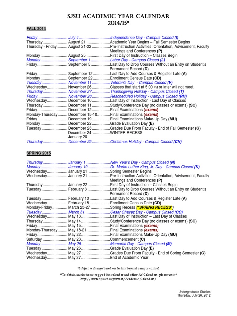 Sjsu Academic Calendar 2024 Tessi Gerianne