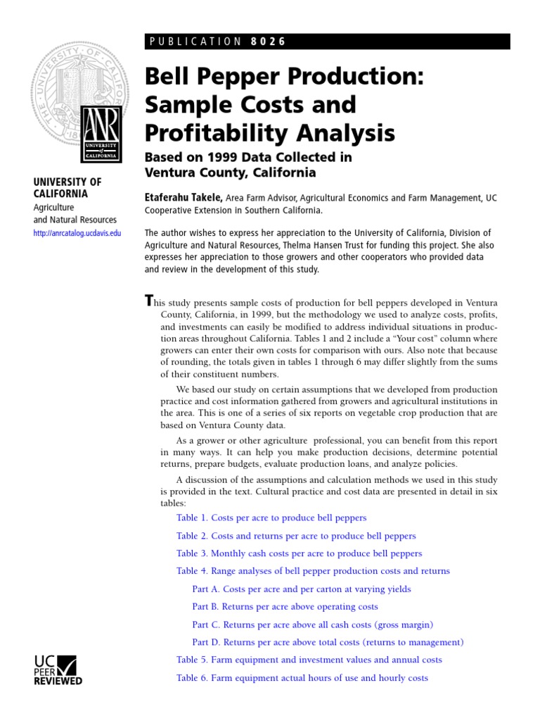Guide For Pepper Production PDF Irrigation Gross Margin