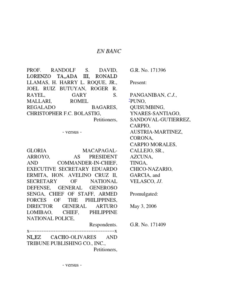 Randolf david vs gloria macapagal arroyo pdf standing law mootness
