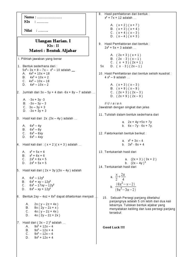 Sex With Girls Keliling Persegi Panjang Dalam Bentuk Aljabar