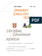 Preliminary English Test: General Grammar Review