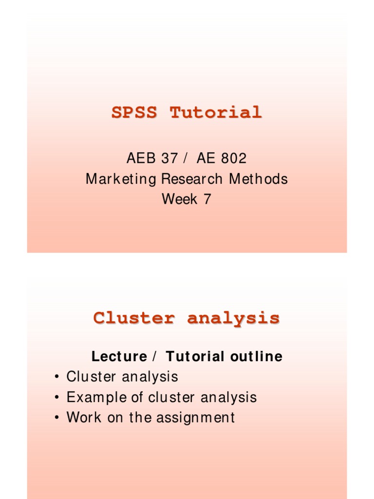 SPSS Tutorial Cluster Analysis PDF | PDF