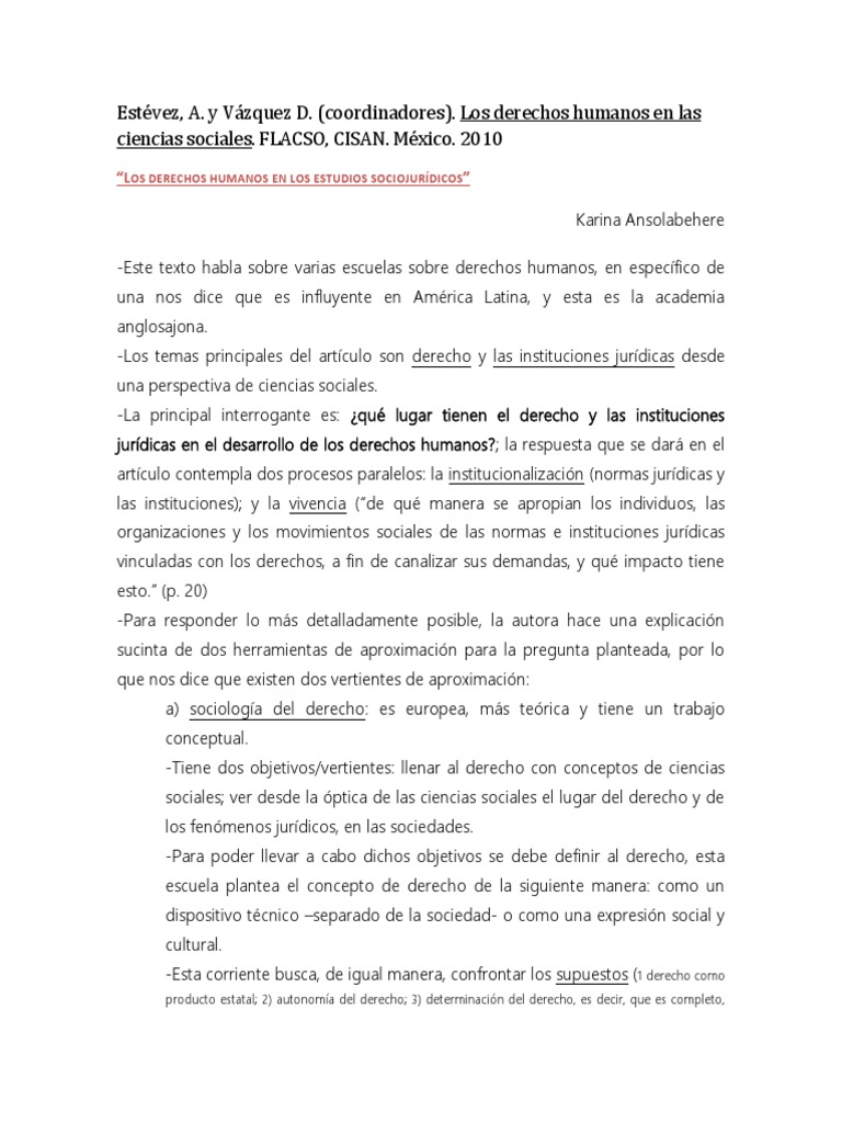 Derechos Humanos en Ciencias Sociales | PDF | Derechos humanos | Estado ...