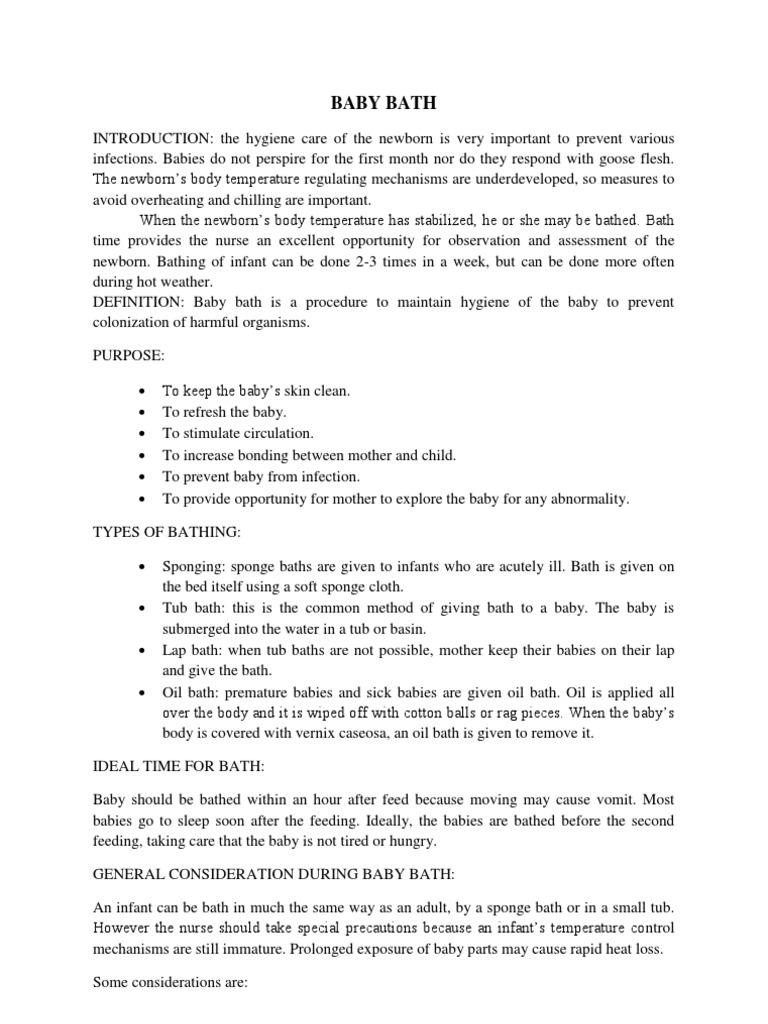 baby bath procedure