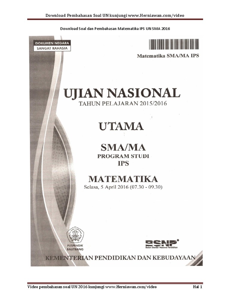 Soal Un Matematika Sma Dan Pembahasannya Pdf - Unduh File Guru