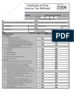 Certificate of Final Income Tax Withheld: BIR Form No