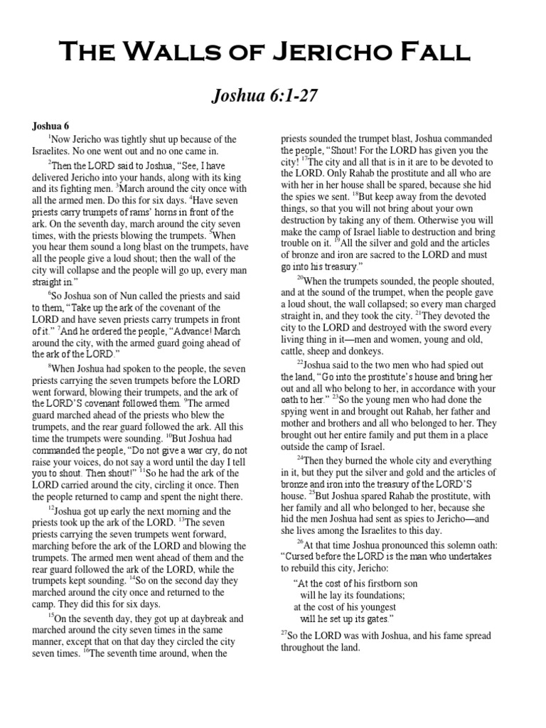 Lesson 61 The Walls of Jericho Fall PDF Ark Of The Covenant Joshua